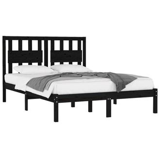 Berkfield Home Beautiful Bed Frame Black Solid Wood Pine 200x200 cm