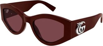 Gucci Cat Eye Zonnebril - Dames - Zonnebrillen - Rood - 53 MM - Nylon - Accessoires