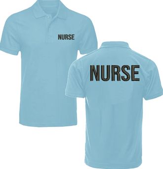 Generic Embroidered Nurse Occupational Unisex Adult Polo T Shirt, Left Chest and Back Embroidered Workwear Polo T Shirt, Office Wear Polo T Shirt, 50% Polyste