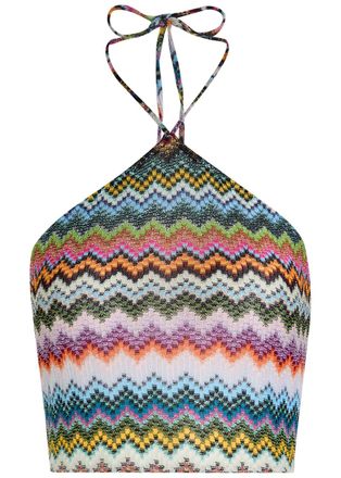 Missoni Zigzag Halterneck Metallic-knit top - Multicoloured - 36 (UK6 / XS)
