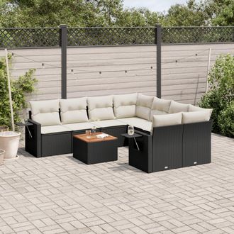 vidaXL Set De Sof&aacute;s De Jard&iacute;n 8 Piezas Y Cojines Rat&aacute;n Sint&eacute;tico Negro Vidaxl