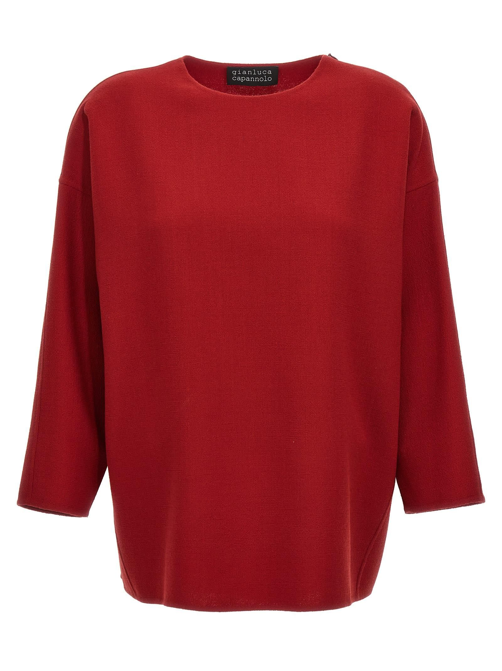 Tシャツ・カットソー Gianluca Capannolo Multicolored Silk Top With Shawl Neckline Gianluca Capannolo Multicolored Silk Top With Shawl Neckline