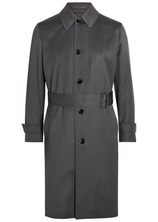 Lardini Belted Wool Trench Coat - Dark Grey - 52 (UK42 / XL)