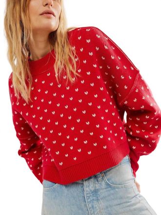 Free People Pattern Easy Street Crop Top In Cherry Cream Combo