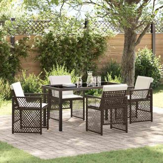 vidaXL Vidaxl - Conjunto De Comedor De Jard&iacute;n 5 Pcs Marr&oacute;n Rat&aacute;n Sint&eacute;tico