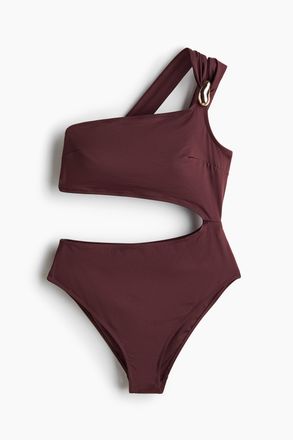 H&M One-Shoulder-Badeanzug mit wattierten Cups - Dunkelbraun