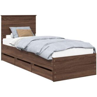vidaXL Estructura De Cama Roble Marr&oacute;n 75 X 190 Cm Madera Ingenieril Vidaxl