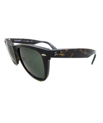Ray-Ban Womens Sunglasses Wayfarer 2140 902 Tortoise Green G-15 Large 54mm - Brown - One Size