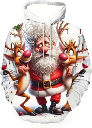 Generic Light Up Christmas Jumpers for Men Funny Reindeer Sweatshirt 3D Printed Sweater Fleece Lined Pullover 1/4 Zip Xmas Jumper Long Sleeve Sweaters Casual 