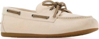 Miu Miu Womens Canvas Lace-Up Loafer Beige