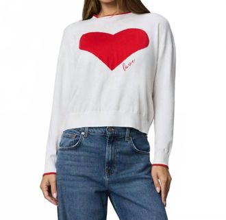 Splendid Leah Love Sweater In White/rouge
