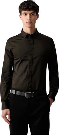 A|X Armani Exchange Camisa de Botones Ajustada - Shirts - Hombre - Negro - 2XL