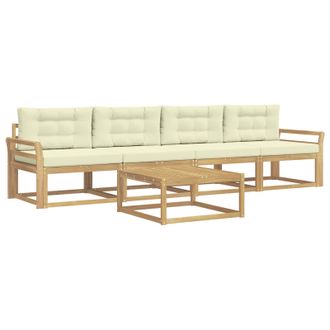 vidaXL Conjunto De Sof&aacute;s De Exterior Con Coj&iacute;n 4 Pcs Blanco Y Crema Vidaxl