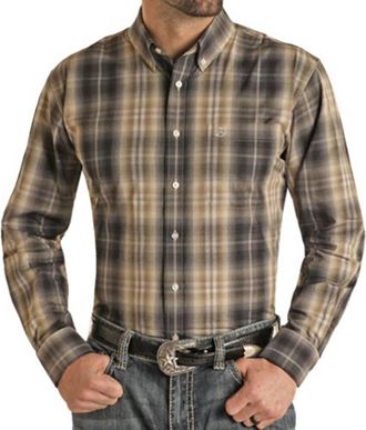 Panhandle Select Button Plaid Shirt - Tall In Steel