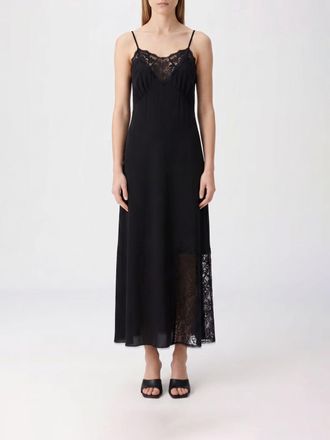 Chlo&eacute; Abito midi in seta con inserti in pizzo