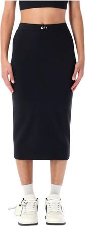 Off-white Elegante Midi Rok - Dames - Midirokken - Zwart - XS - Leer - Rokken