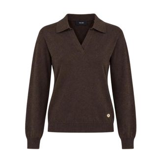 Yes-Zee V-hals Gebreide Polo - Dames - V-hals truien - Bruin - XL - Truien & Vesten