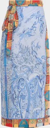 Etro Paisley Wrap Midi Skirt Coverup