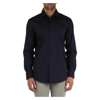 HUGO BOSS Stretch katoenen slim fit overhemd - Heren - Casual Overhemden - Blauw - XL - Katoen - Overhemden