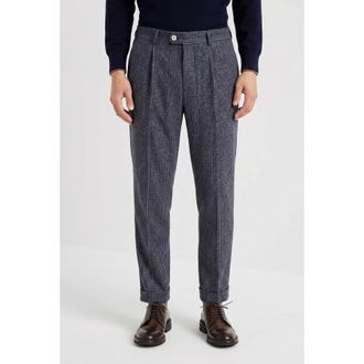 Brunello Cucinelli Navy Wool Tailored Trousers, Brand Size 56 (US Size 40)