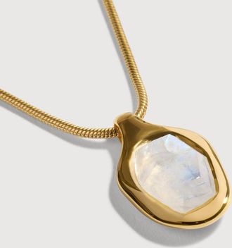 Monica Vinader Gold Odyssey Gemstone Chain Necklace Moonstone