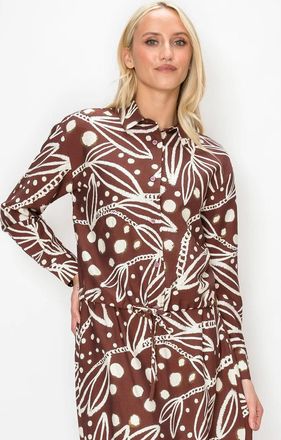 YAL New York Relaxed Fit Botanical Print Blouse in Burgundy