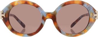Tory Burch Brown Oval Ladies Sunglasses TY7210U 201773 52