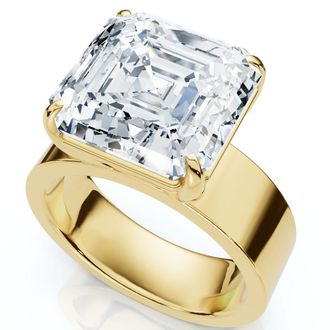 Pompeii3 Certified 8Ct Asscher Cut Cigar Band Solitaire Diamond Engagement Ring Lab Grown