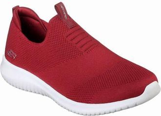Skechers Womens Ultra Flex First Take Slip On Sneakers In Red