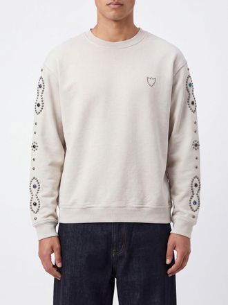 HTC Relaxed Fit Studded and Embroidered Cotton Sweatshirt
