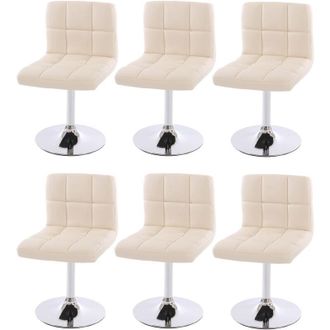 Hhg Set 6x sedie lounge girevole elegante imbottita Kavala ecopelle 44x43x76cm avorio