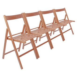 Harbour Housewares Beech Wood Folding Chairs Pack of 4 in Brown