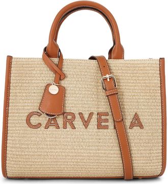 Carvela Womens Frame Raffia Midi Bag - Tan Fabric - One Size