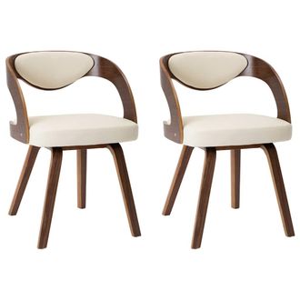 vidaXL Vidaxl - Sillas De Comedor 2 Uds Madera Curvada Y Cuero Sint&eacute;tico Crema