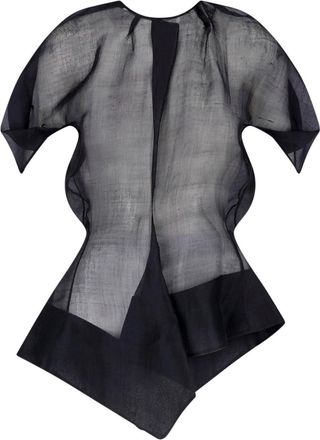 Khaite Semi-Transparent Black Top with Asymmetrical Peplum Hem