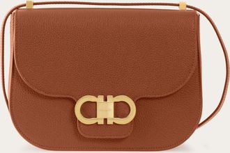 Ferragamo Women Double Gancini North-South crossbody bag Brown