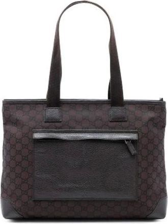 Gucci Pre-owned Tote Bags, female, Brown, Size: ONE SIZE Pre-owned Nylon Tote Bag