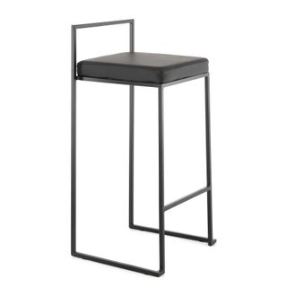 Oresteluchetta Set 2 taburetes negro de metal y piel sint&eacute;tica h.88 cm