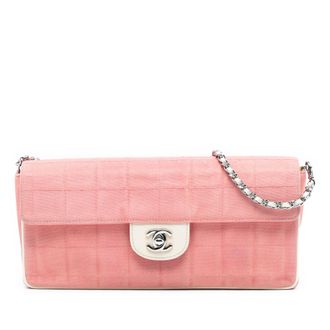 Chanel Pink Chocolate Bar Canvas East West Flap