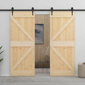 vidaXL Vidaxl - Furniture Limited - Puerta Corredera Con Herrajes Madera Maciza