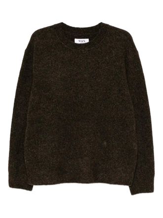Wax London fluffy crewneck sweatshirt - men - Polyamide/Elastane/Wool/Mohair - M - Brown