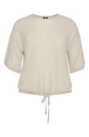 Vero Moda Curve Short Sleeve Drawstring Top in Birch at Nordstrom, Size 2X