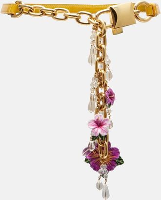 Dolce & Gabbana Embellished leather and chain belt