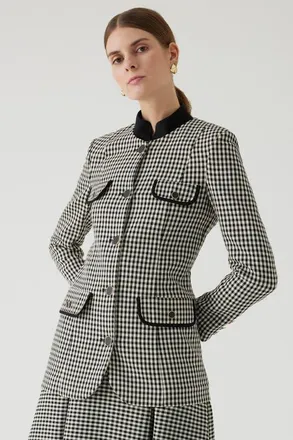 Exquise Allyssa Gingham Jacket in Black at Nordstrom, Size Xx-Large