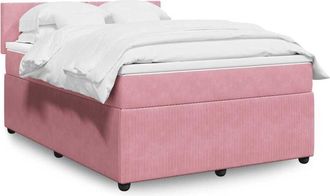 vidaXL Vidaxl - Cama Box Spring Con Colch&oacute;n Terciopelo Rosa 140x200 Cm