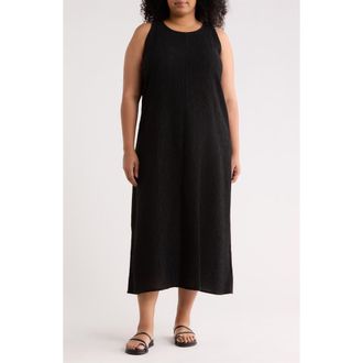 Eileen Fisher Texture Sleeveless Maxi Dress in Black at Nordstrom, Size 1X