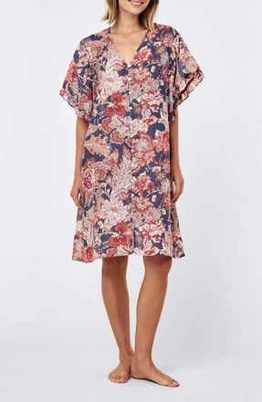 Papinelle Sleepwear Ella Frill Nightie Nightgown in Blue Indigo at Nordstrom, Size X-Small