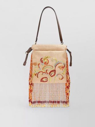 Etro small tote bag beaded fringe floral