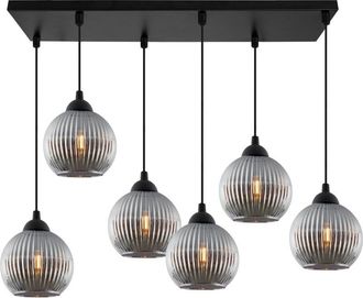 OEM L&aacute;mpara Colgante Riffle Negra 6 Planas Forma De Grafito Bolas E27
