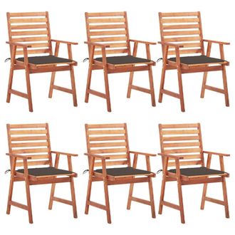 vidaXL Vidaxl - Sillas Comedor De Jard&iacute;n Y Cojines 6 Uds Madera Maciza Acacia